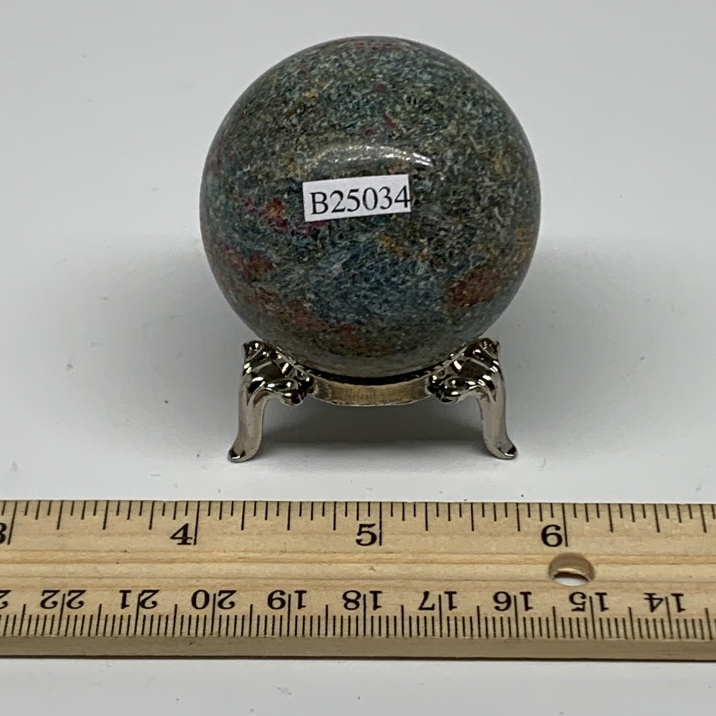 195.2g, 1.9"(47mm),Zoisite with Ruby Sphere Sphere Ball Crystal @India, B25034