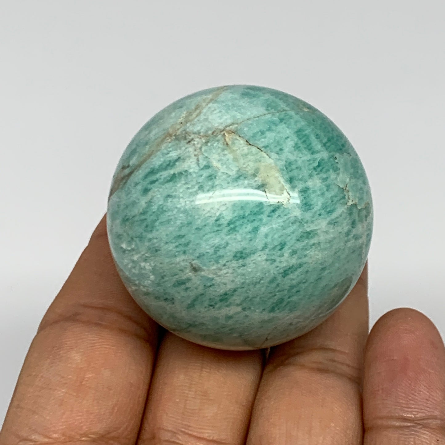 101.9g, 1.7" Small Amazonite Sphere Ball Gemstone from Madagascar, B15836