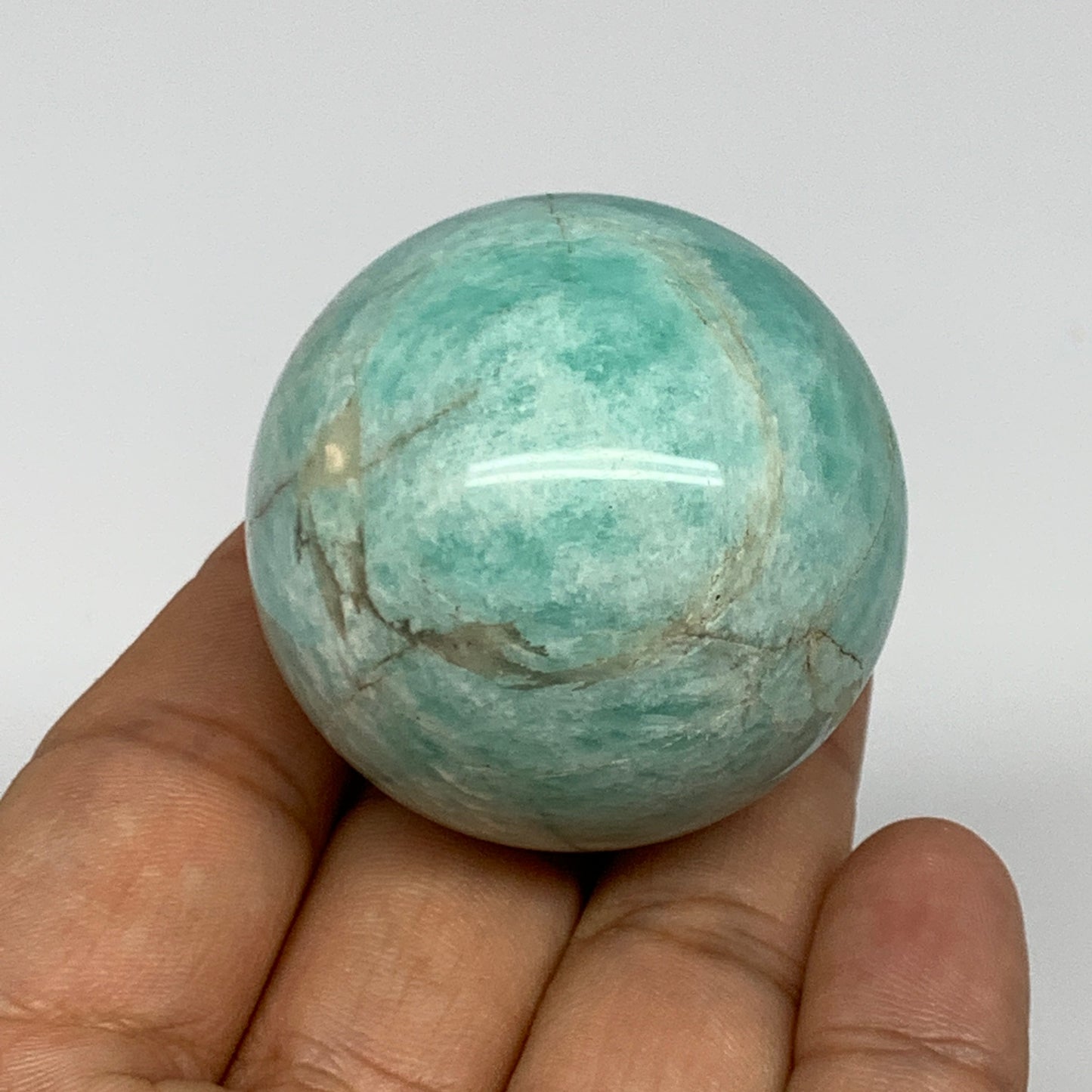 101.9g, 1.7" Small Amazonite Sphere Ball Gemstone from Madagascar, B15836