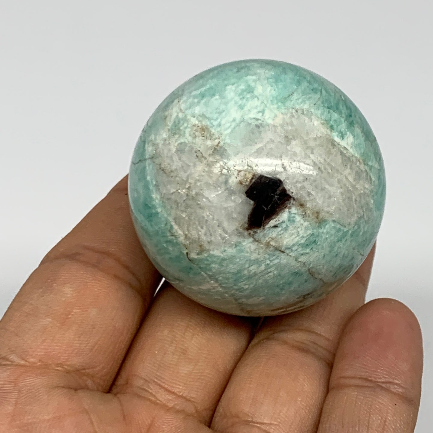 101.9g, 1.7" Small Amazonite Sphere Ball Gemstone from Madagascar, B15836