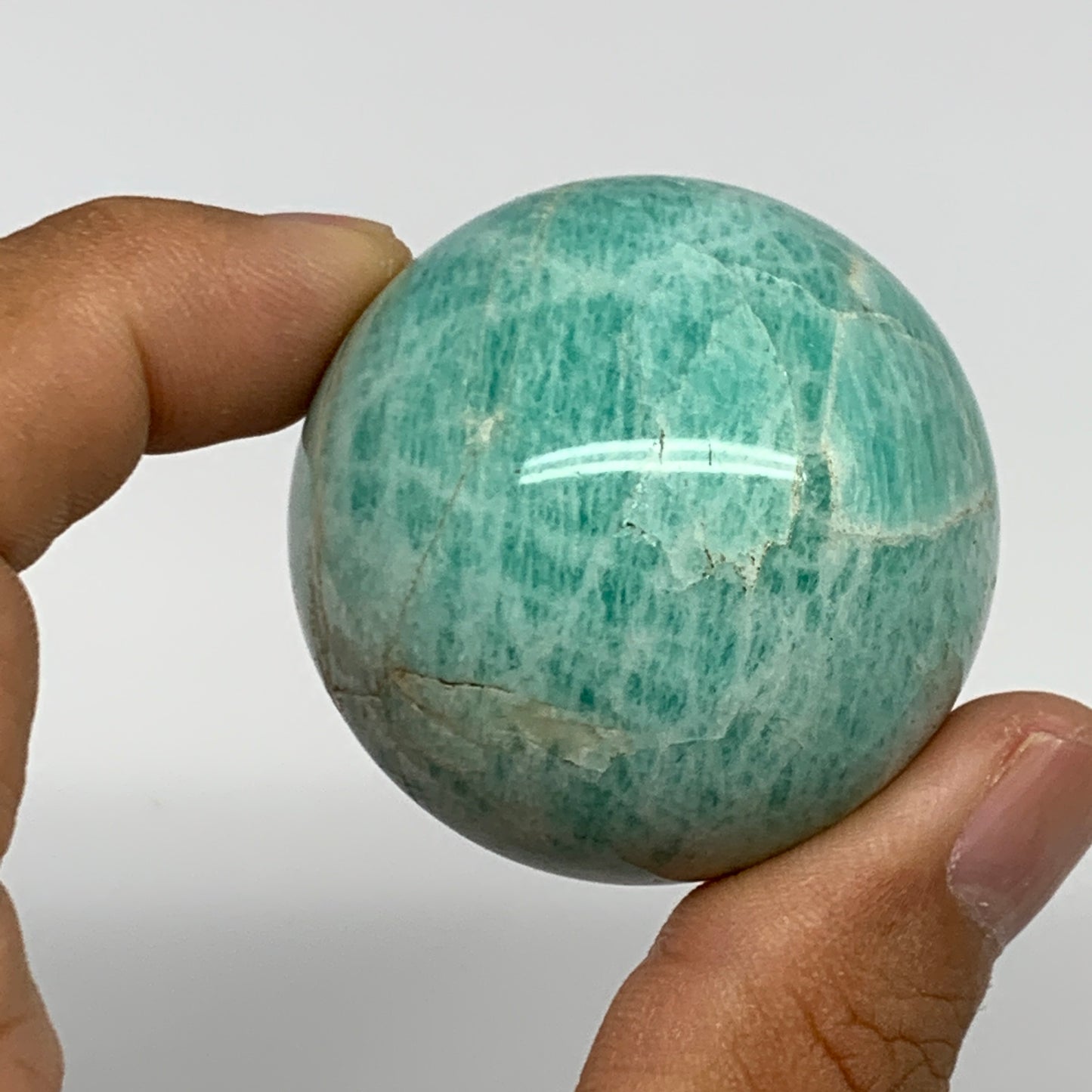 101.9g, 1.7" Small Amazonite Sphere Ball Gemstone from Madagascar, B15836