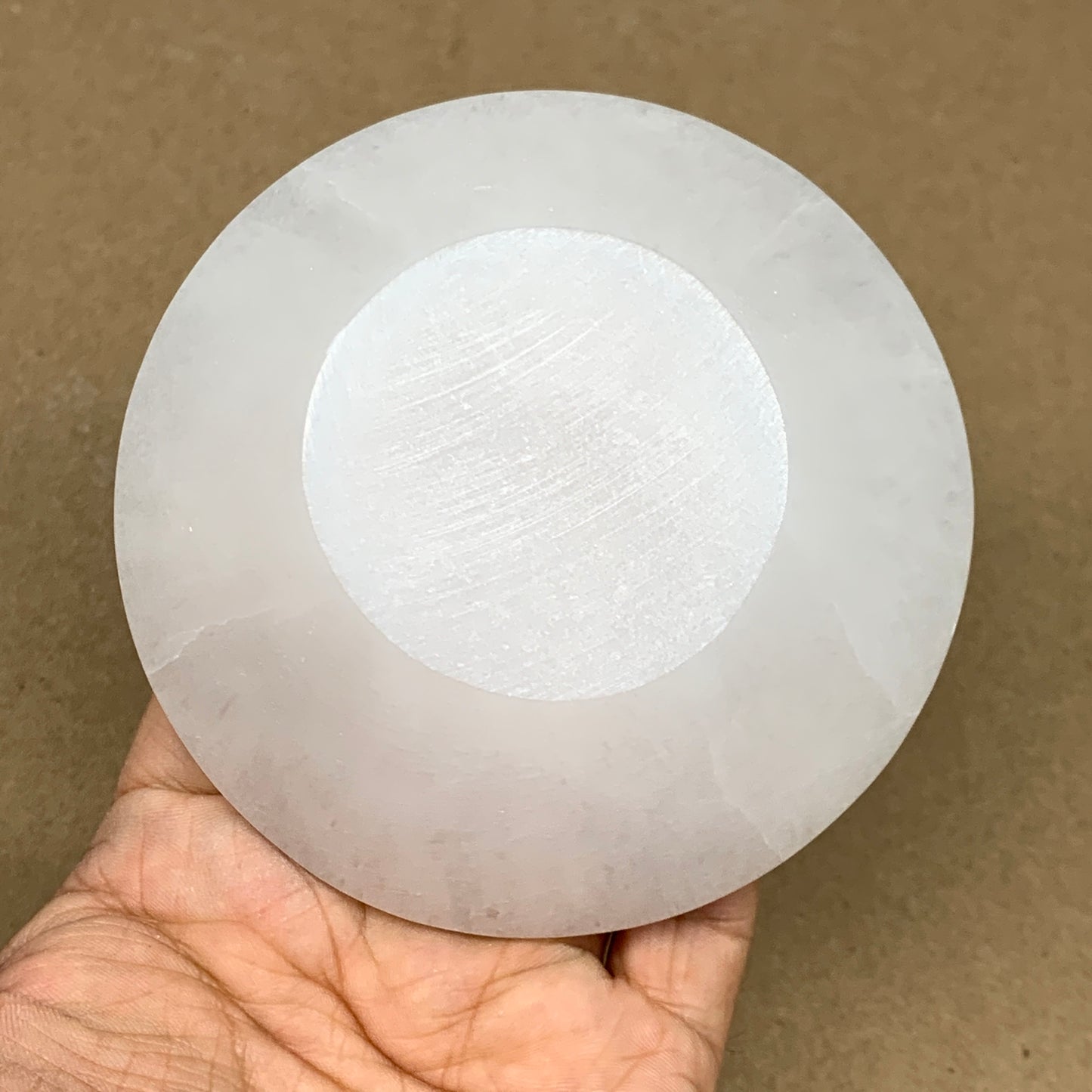4pcs, 1154g, 3.9"-4" Natural Round Selenite Bowls Crystals from Morocco, B9205