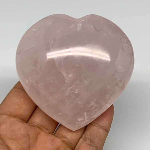 286.2g, 3" x 3.1" x 1.4" Rose Quartz Heart Healing Crystal @Madagascar, B17394
