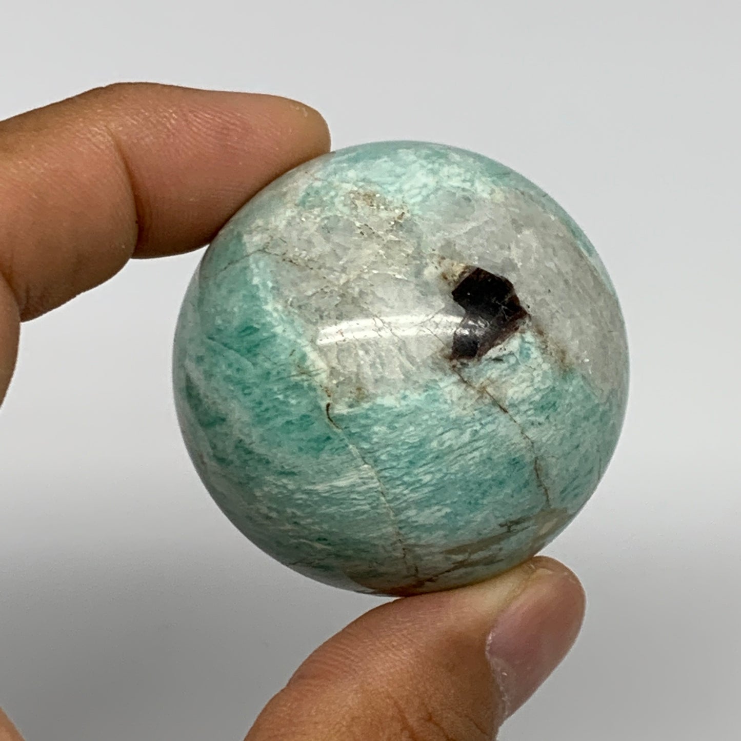 101.9g, 1.7" Small Amazonite Sphere Ball Gemstone from Madagascar, B15836