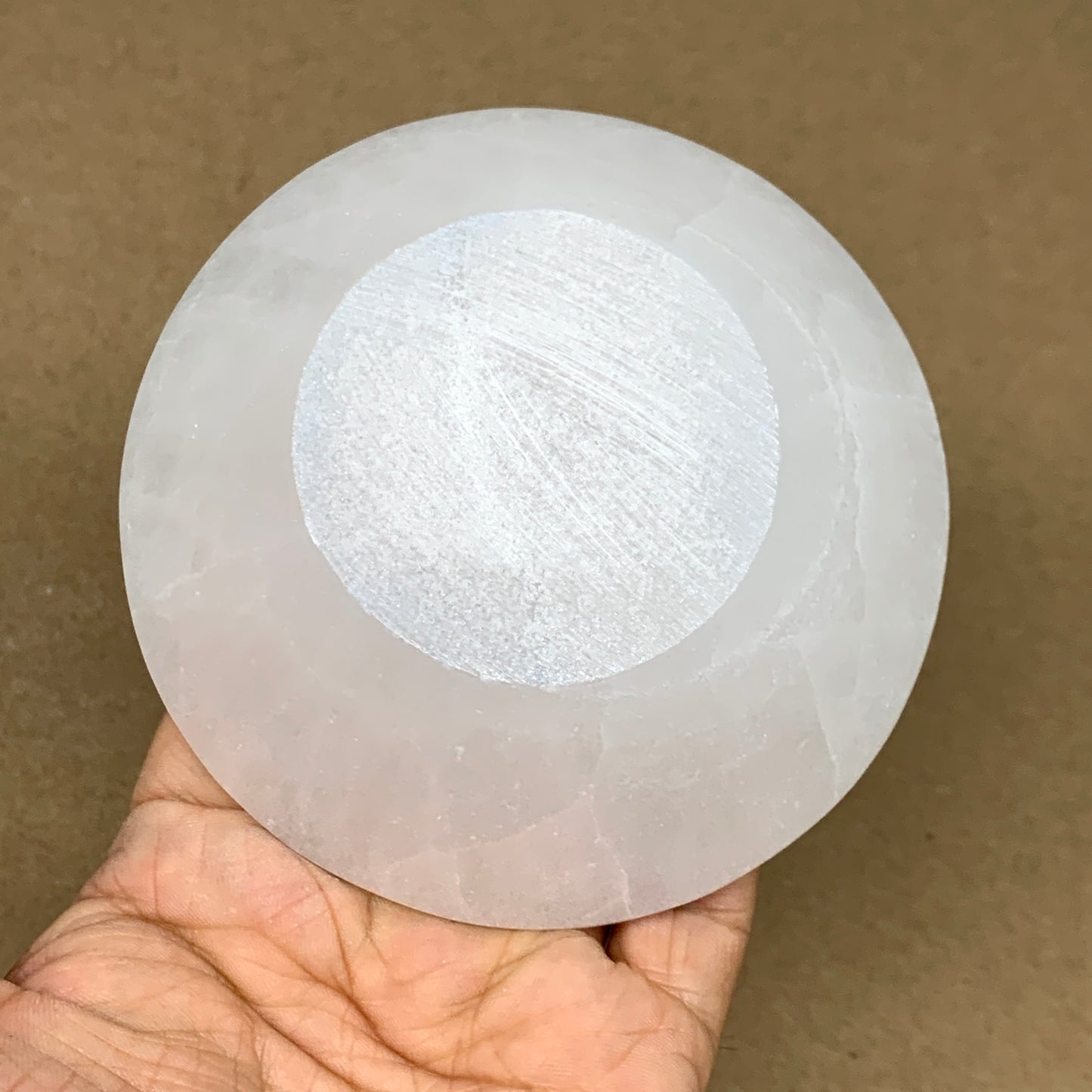 4pcs, 1154g, 3.9"-4" Natural Round Selenite Bowls Crystals from Morocco, B9205