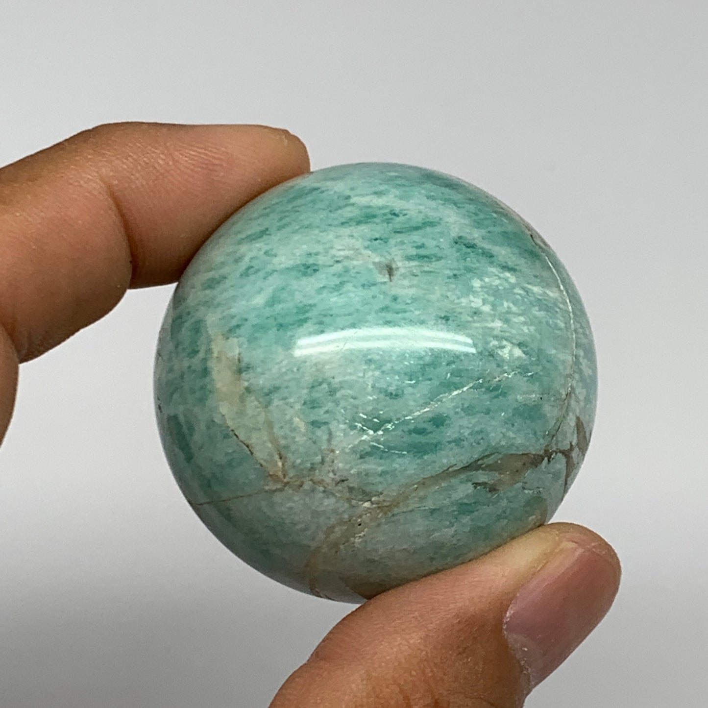 101.9g, 1.7" Small Amazonite Sphere Ball Gemstone from Madagascar, B15836
