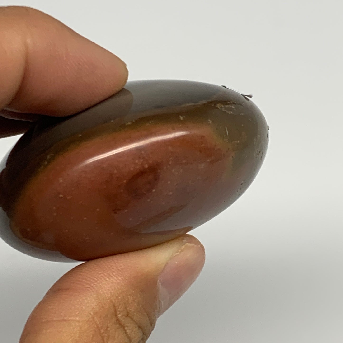 109.7g, 2.3"x2"x1.1", Polychrome Jasper Palm-Stone Reiki @Madagascar, B26977