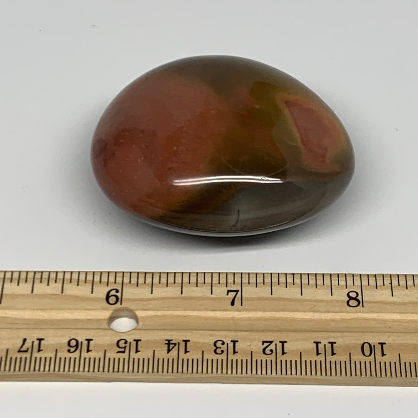 109.7g, 2.3"x2"x1.1", Polychrome Jasper Palm-Stone Reiki @Madagascar, B26977