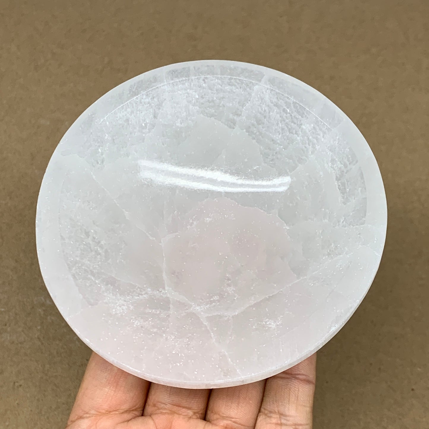4pcs, 1252g, 3.9"-4" Natural Round Selenite Bowls Crystals from Morocco, B9206