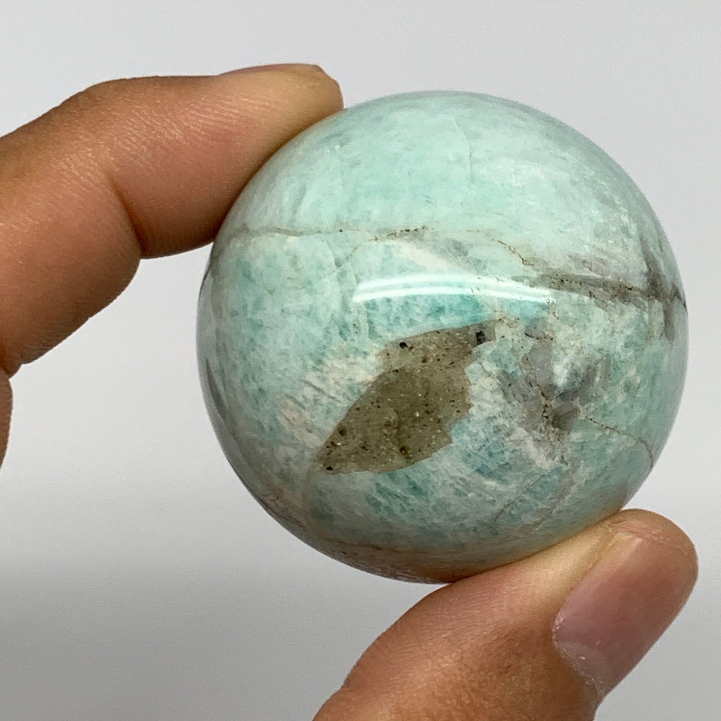 93.2g, 1.6" Small Amazonite Sphere Ball Gemstone from Madagascar, B15837