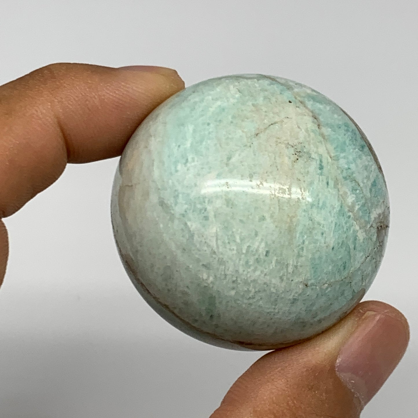 93.2g, 1.6" Small Amazonite Sphere Ball Gemstone from Madagascar, B15837