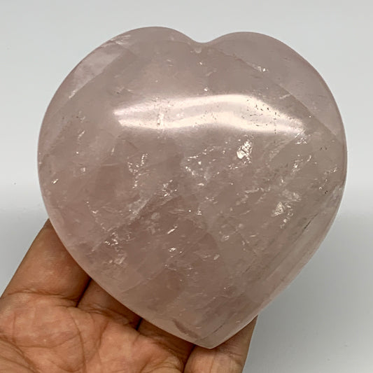 398.5g, 3.6" x 3.6" x 1.4" Rose Quartz Heart Healing Crystal @Madagascar, B17395