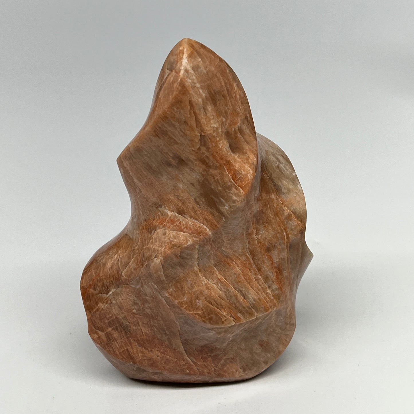 750g, 5.6"x3.9"x2.1", Natural Peach Moonstone Flame Gemstones Reiki Tool, B19578