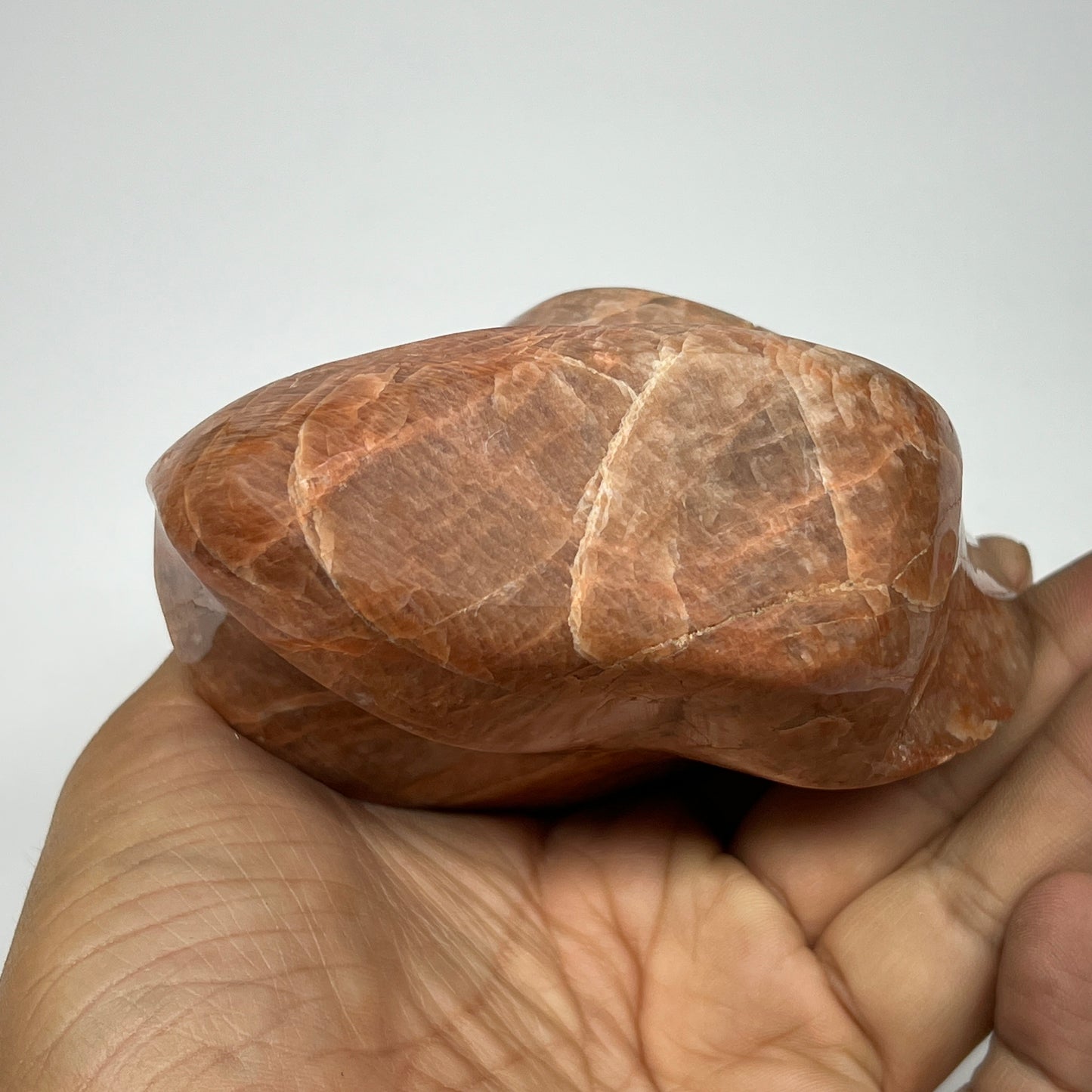 750g, 5.6"x3.9"x2.1", Natural Peach Moonstone Flame Gemstones Reiki Tool, B19578