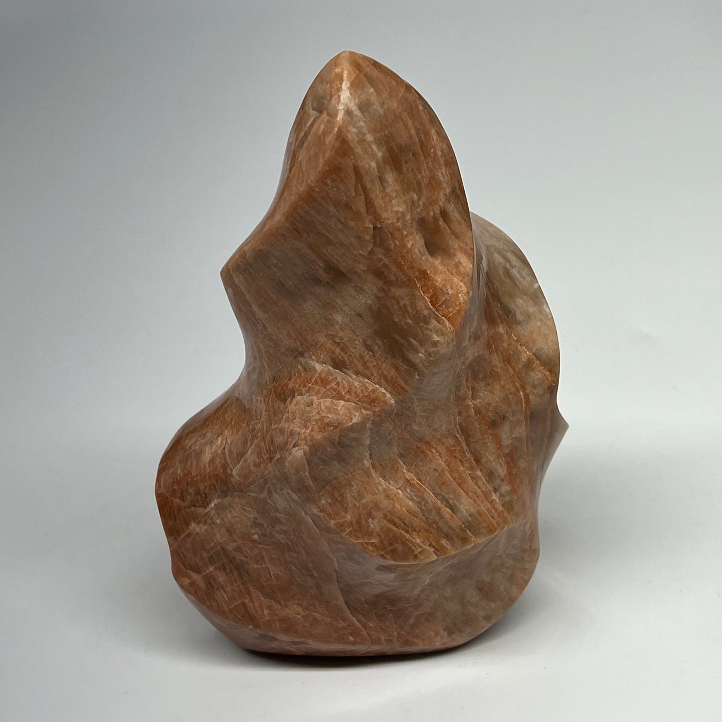 750g, 5.6"x3.9"x2.1", Natural Peach Moonstone Flame Gemstones Reiki Tool, B19578