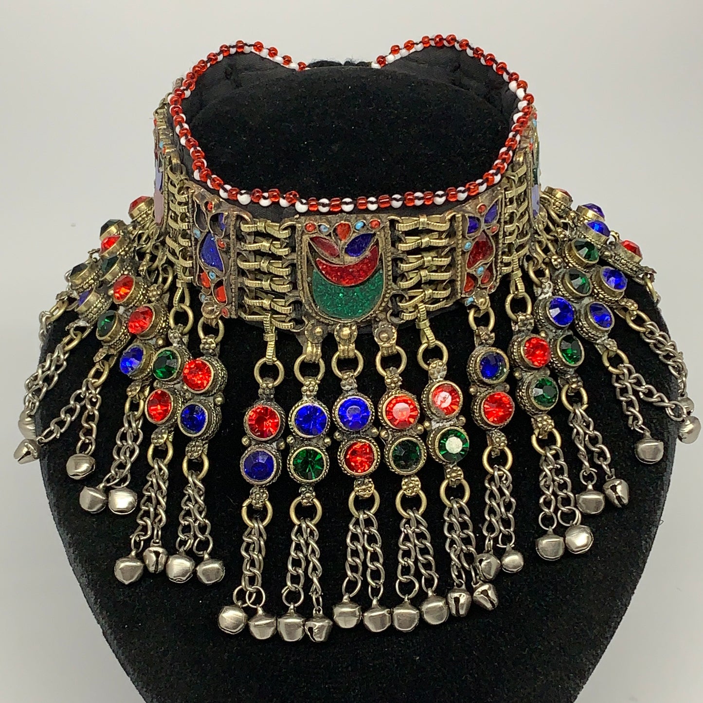 295g, 12"x4.5"Kuchi Choker Necklace Multi-Color Tribal Gypsy Bohemian,B14102