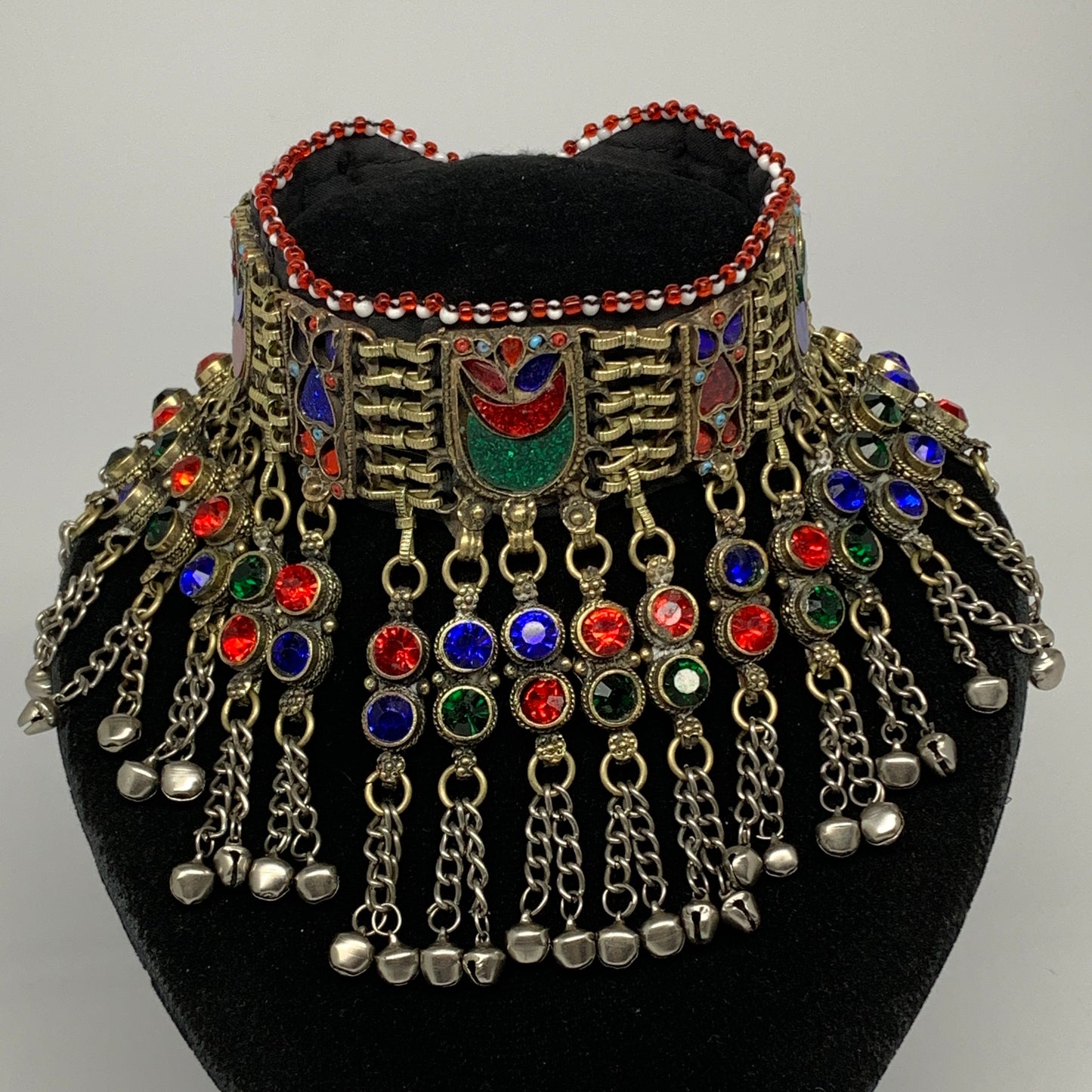 295g, 12"x4.5"Kuchi Choker Necklace Multi-Color Tribal Gypsy Bohemian,B14102