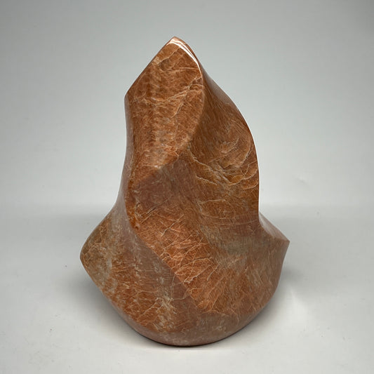 710g, 4.8"x3.6"x3.1", Natural Peach Moonstone Flame Gemstones Reiki Tool, B19579