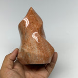 710g, 4.8"x3.6"x3.1", Natural Peach Moonstone Flame Gemstones Reiki Tool, B19579