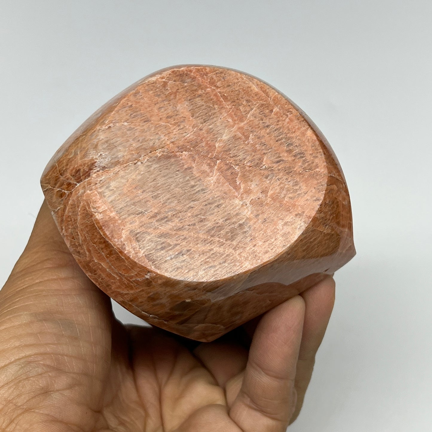 710g, 4.8"x3.6"x3.1", Natural Peach Moonstone Flame Gemstones Reiki Tool, B19579