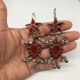 Kuchi Earring Afghan Tribal Fashion Red Glass Jingle Bells Star Earring KE208 - watangem.com