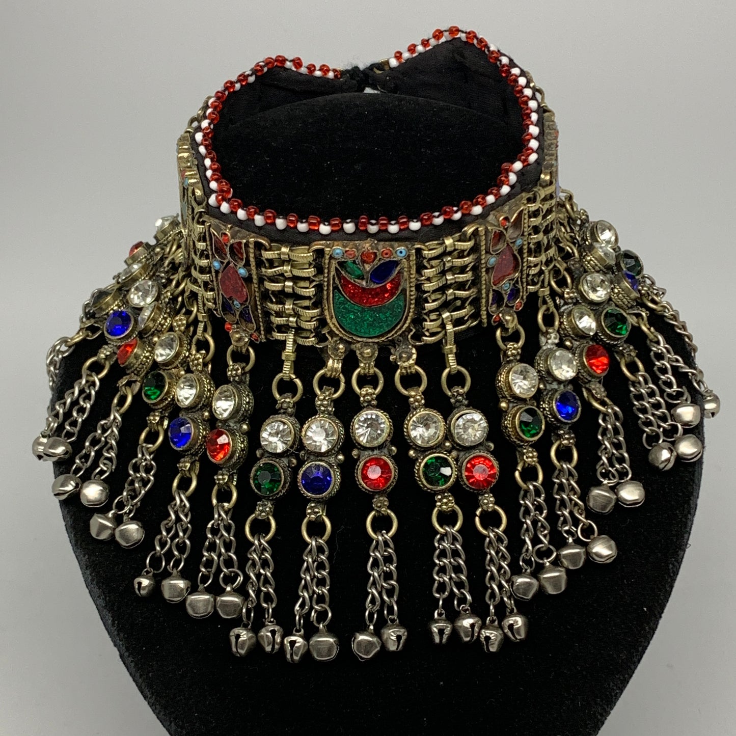 300g, 12"x4.25"Kuchi Choker Necklace Multi-Color Tribal Gypsy Bohemian,B14103