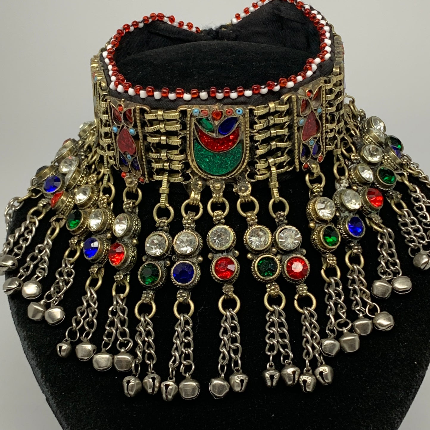 300g, 12"x4.25"Kuchi Choker Necklace Multi-Color Tribal Gypsy Bohemian,B14103