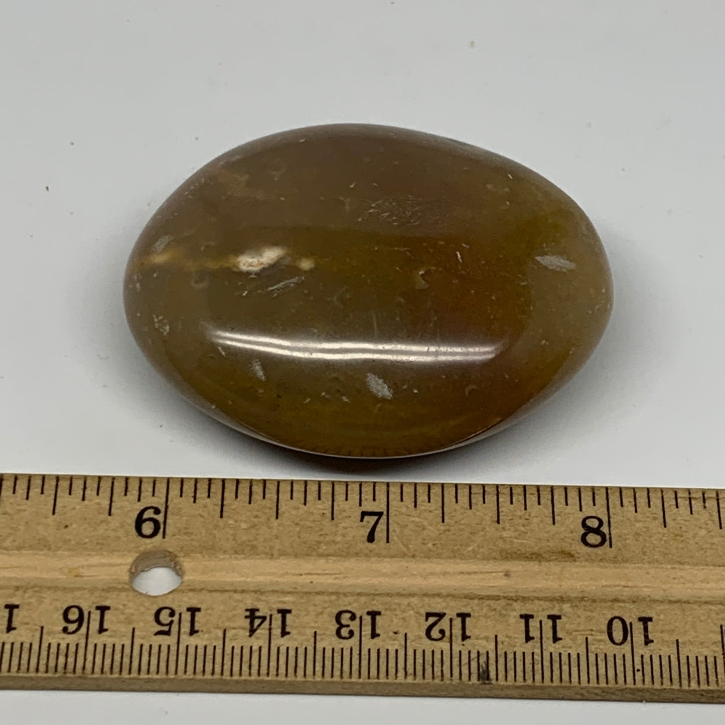 86.7g, 2.3"x1.9"x0.9", Yellow Ocean Jasper Palm-Stone Decor @Madagascar, B18163