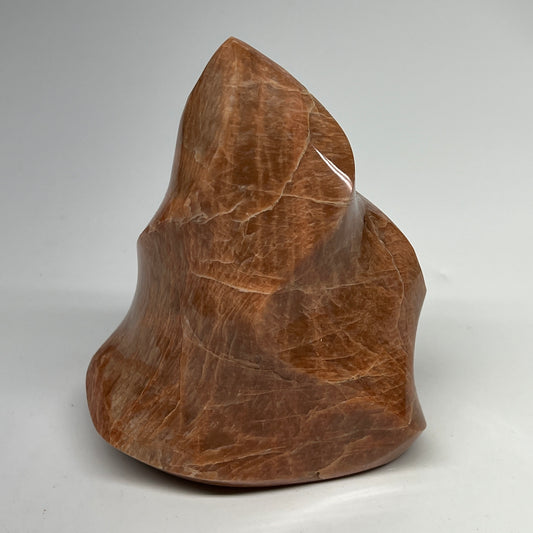695g, 4.7"x3.8"x2.3", Natural Peach Moonstone Flame Gemstones Reiki Tool, B19580