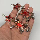 Kuchi Earring Afghan Tribal Fashion Red Glass Jingle Bells Star Earring KE208 - watangem.com