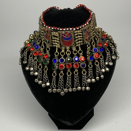 310g, 12"x4.25"Kuchi Choker Necklace Multi-Color Tribal Gypsy Bohemian,B14104