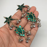 Kuchi Earring Afghan Tribal Fashion Green Glass Jingle Bells Star Earring KE210
