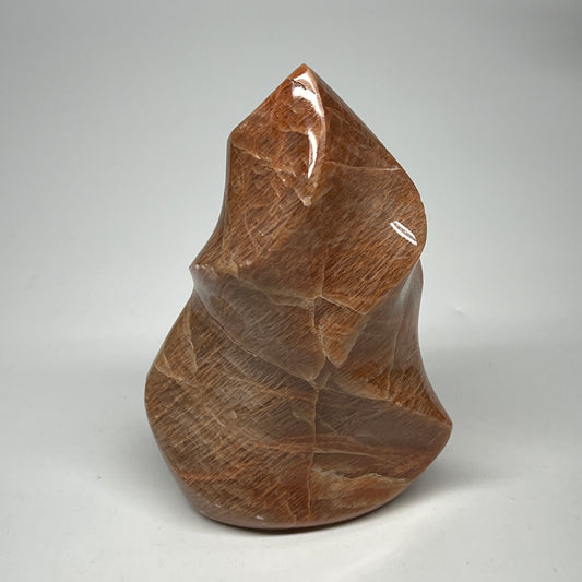 550g, 5"x3.4"x1.7", Natural Peach Moonstone Flame Gemstones Reiki Tool, B19581