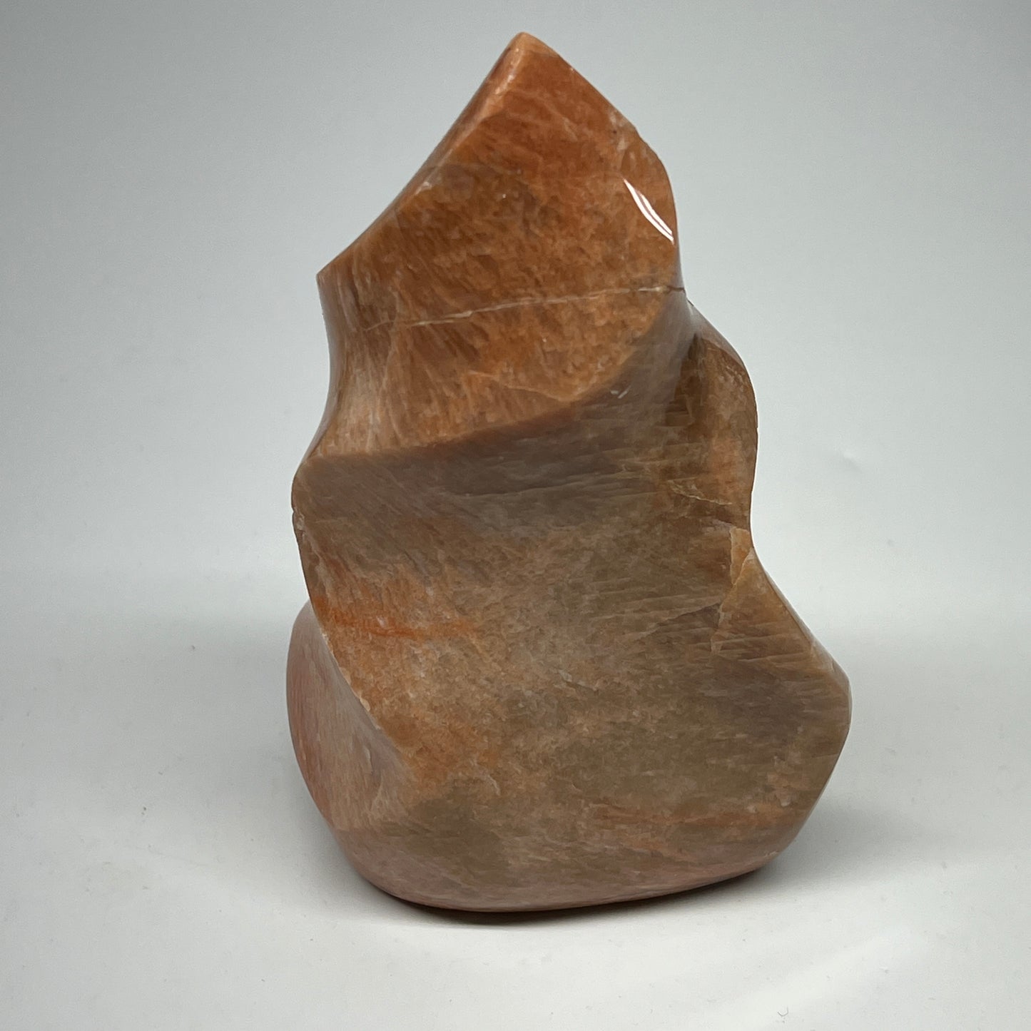 550g, 5"x3.4"x1.7", Natural Peach Moonstone Flame Gemstones Reiki Tool, B19581