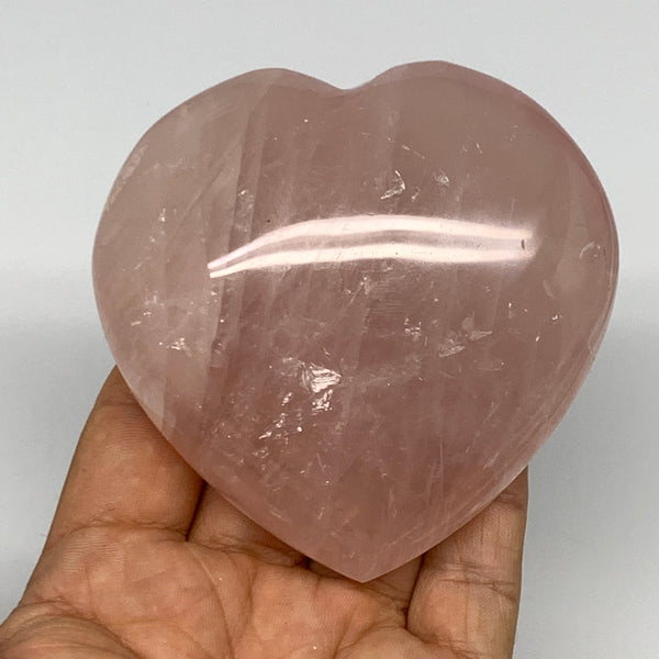 285.9g, 3.2" x 3.2" x 1.3" Rose Quartz Heart Healing Crystal @Madagascar, B17400