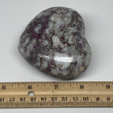 349g, 2.9"x3.4"x1.5" Rubellite Heart Polished Healing Crystal Gemstone, B3658