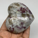 257g, 2.6"x3"x1.5" Rubellite Heart Polished Healing Crystal Gemstone, B3659