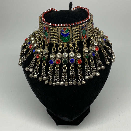 305g, 12"x4.5"Kuchi Choker Necklace Multi-Color Tribal Gypsy Bohemian,B14107