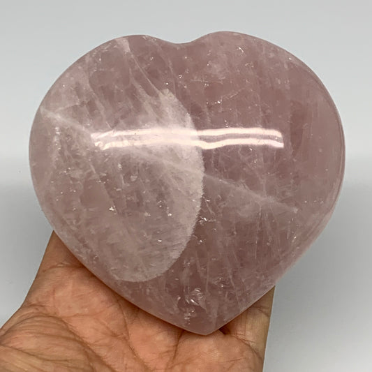 540g, 3.7" x 3.9" x 1.8" Rose Quartz Heart Healing Crystal @Madagascar, B17403