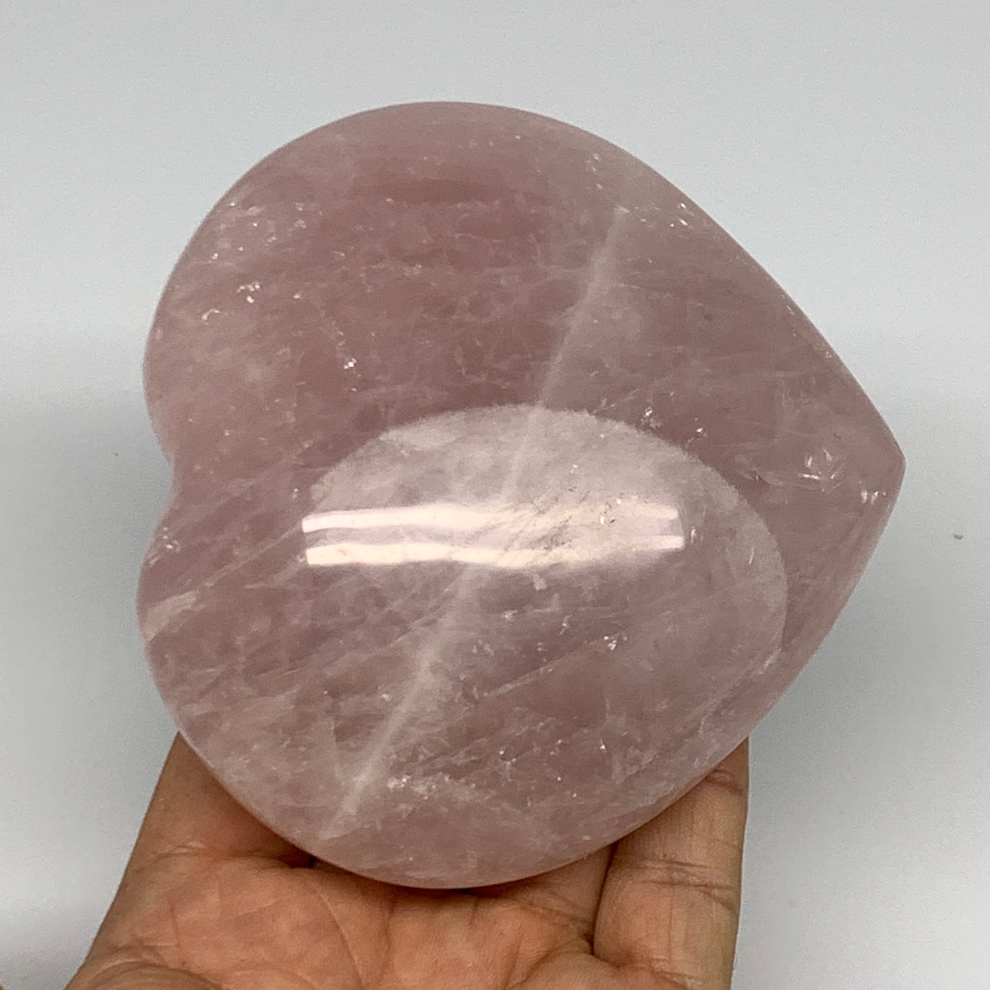 540g, 3.7" x 3.9" x 1.8" Rose Quartz Heart Healing Crystal @Madagascar, B17403