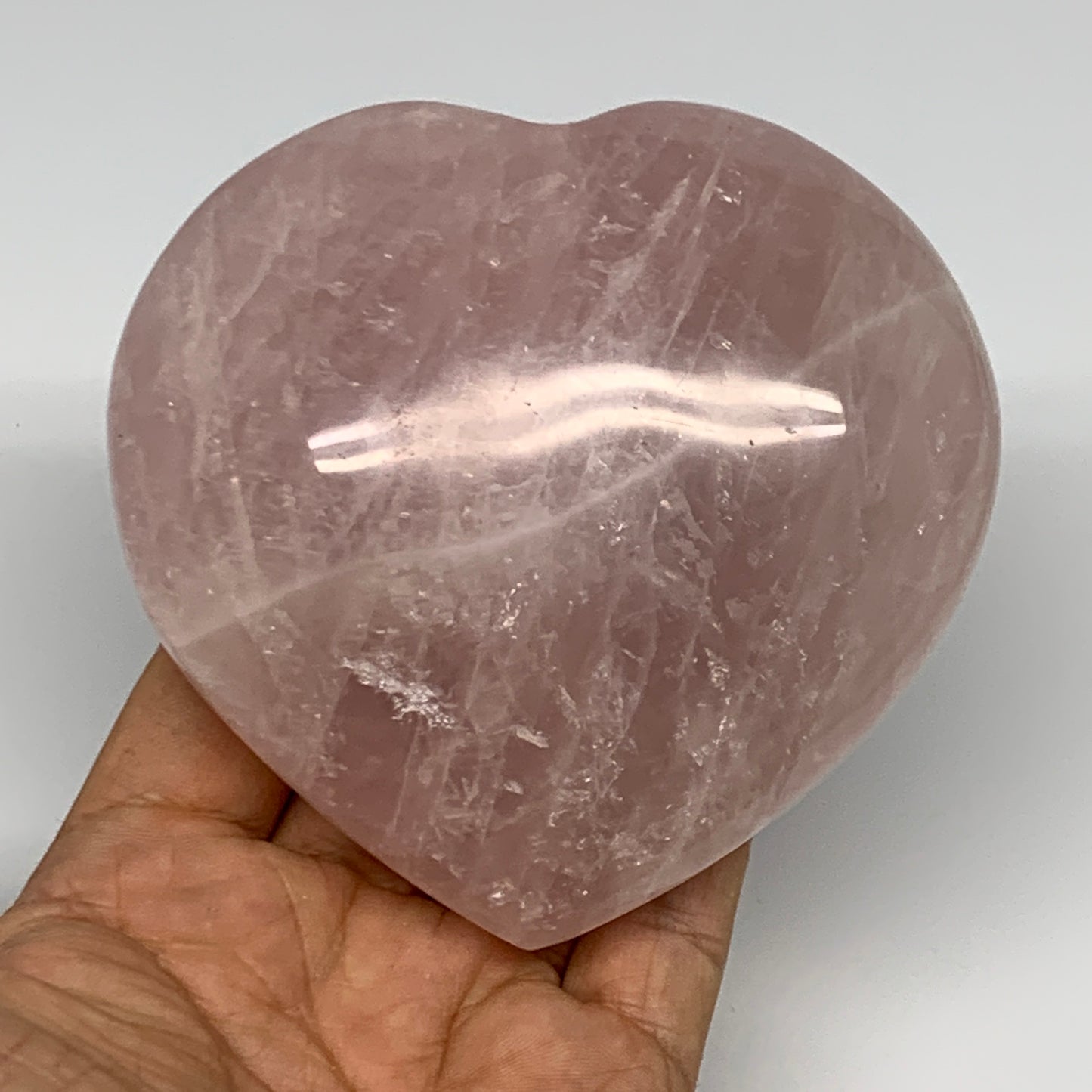 540g, 3.7" x 3.9" x 1.8" Rose Quartz Heart Healing Crystal @Madagascar, B17403