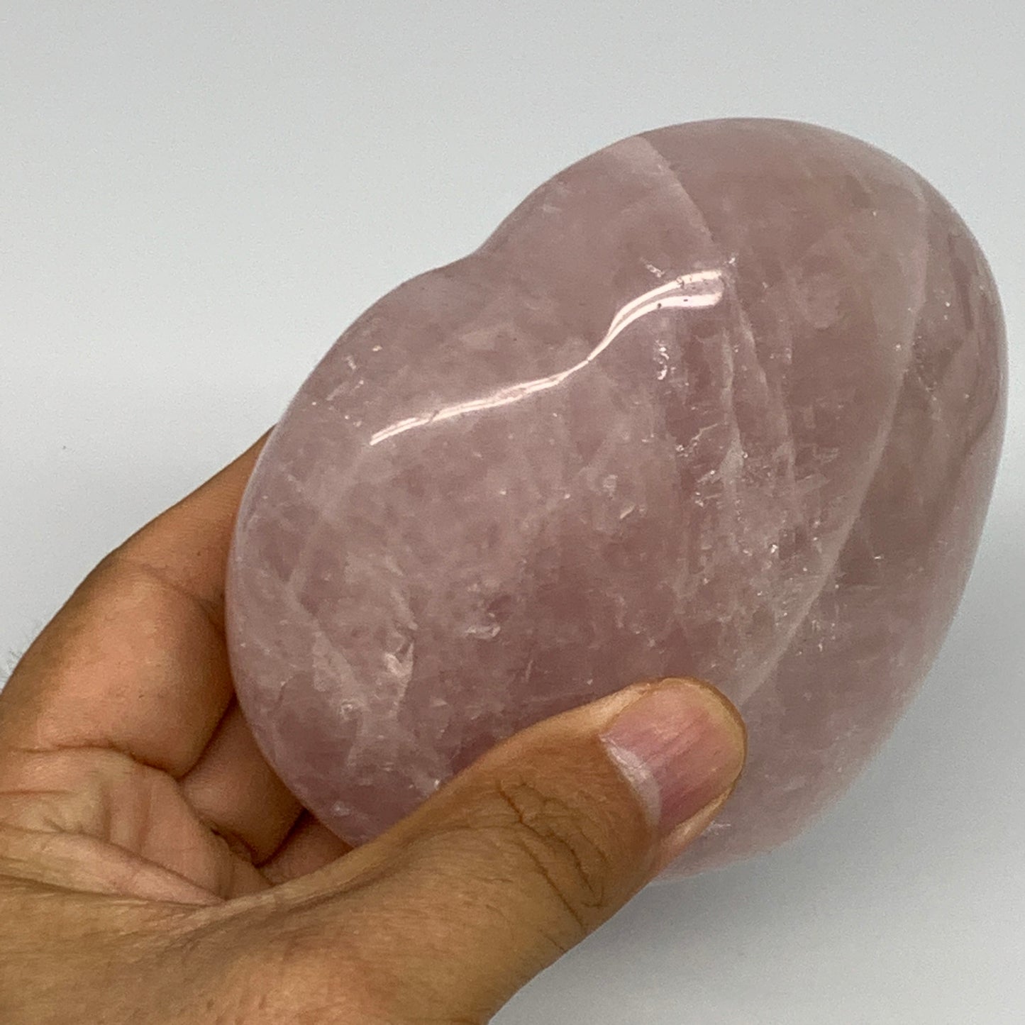 540g, 3.7" x 3.9" x 1.8" Rose Quartz Heart Healing Crystal @Madagascar, B17403
