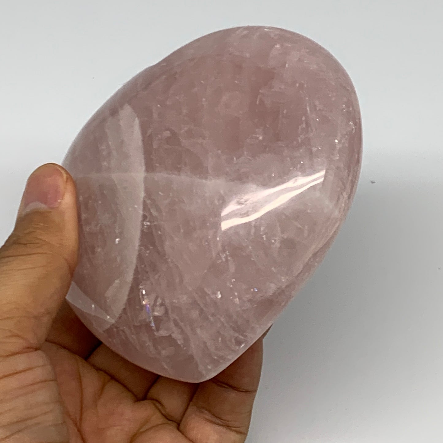 540g, 3.7" x 3.9" x 1.8" Rose Quartz Heart Healing Crystal @Madagascar, B17403