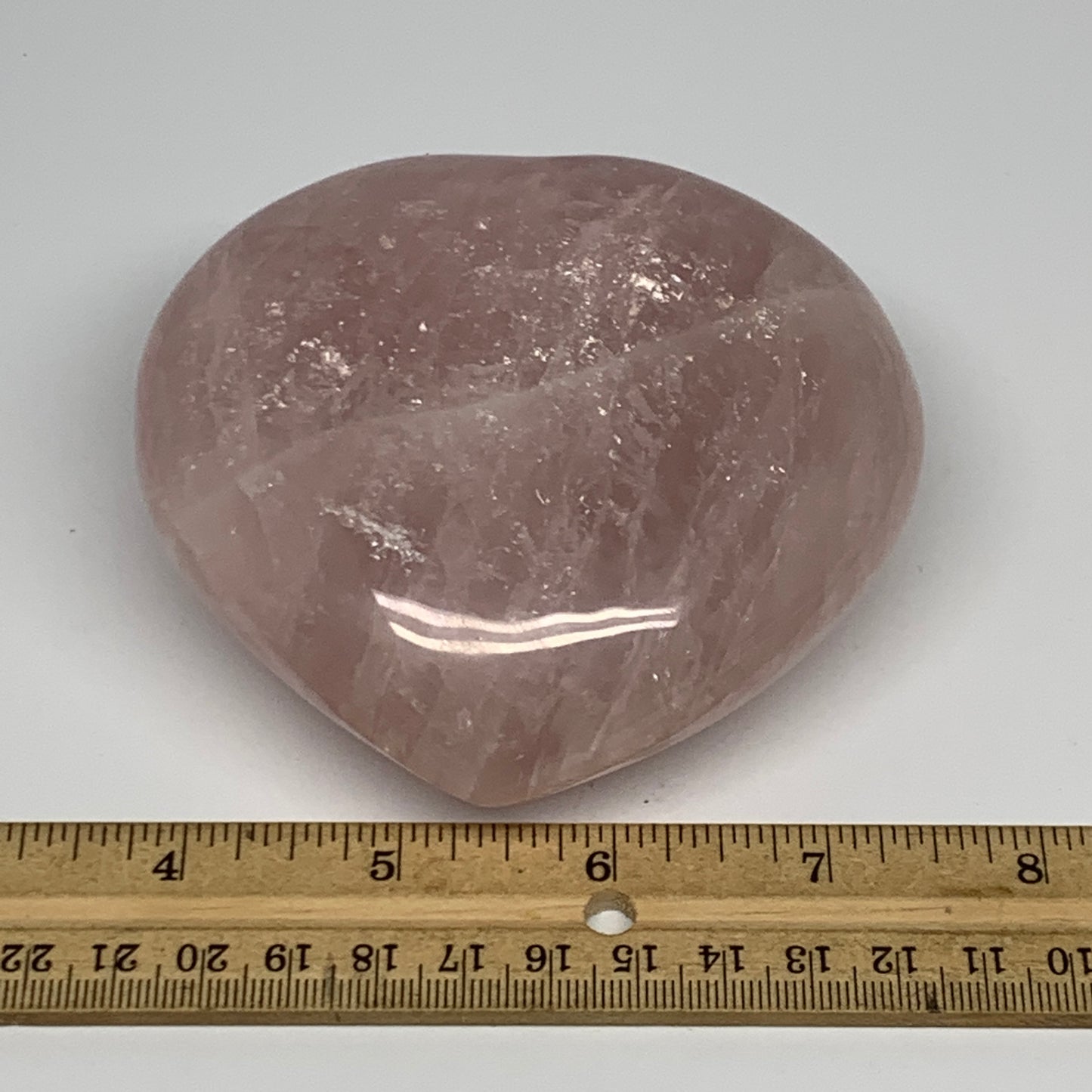 540g, 3.7" x 3.9" x 1.8" Rose Quartz Heart Healing Crystal @Madagascar, B17403