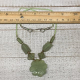 19g,2mm-28mm, Green Serpentine Flower Carved Beaded Necklace,16"-18",NPH330