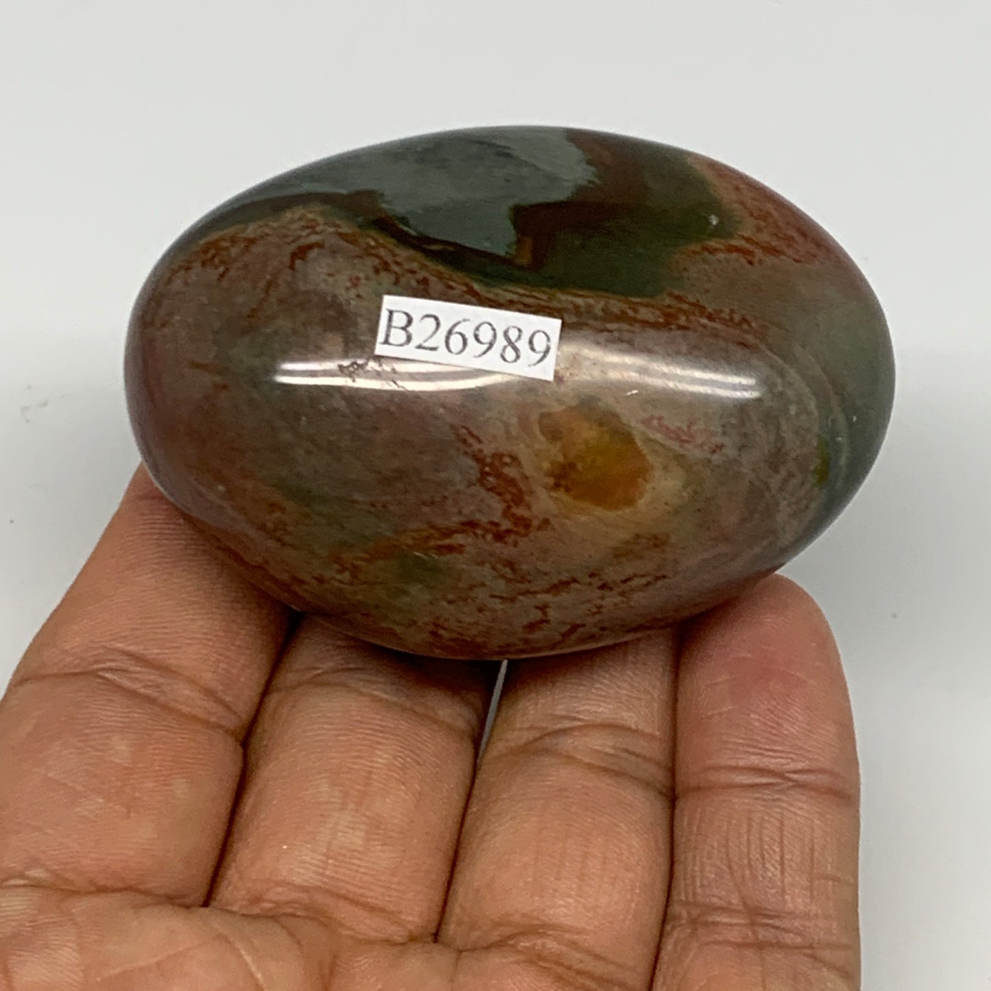 108.6g, 2.5"x1.8"x1.2", Polychrome Jasper Palm-Stone Reiki @Madagascar, B26989