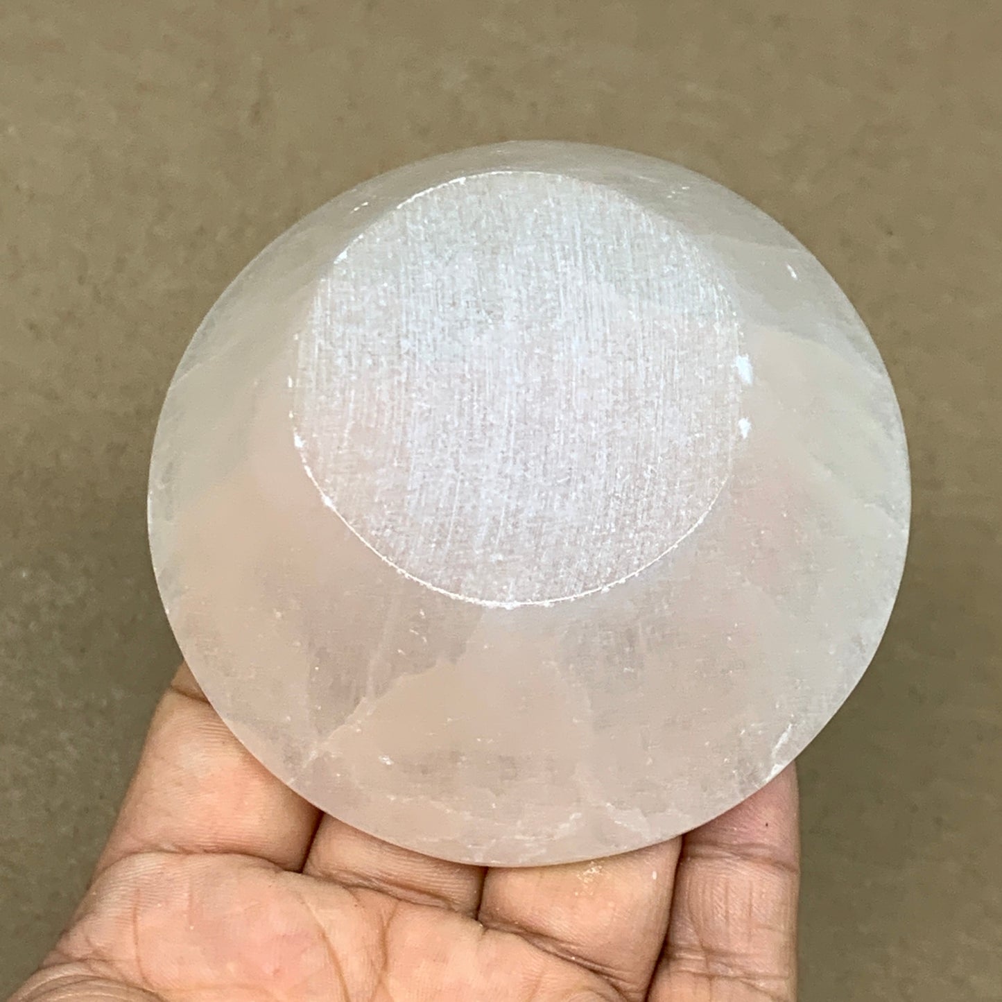 4pcs, 832g, 3"-3.2" Natural Round Selenite Bowls Crystals from Morocco, B9219