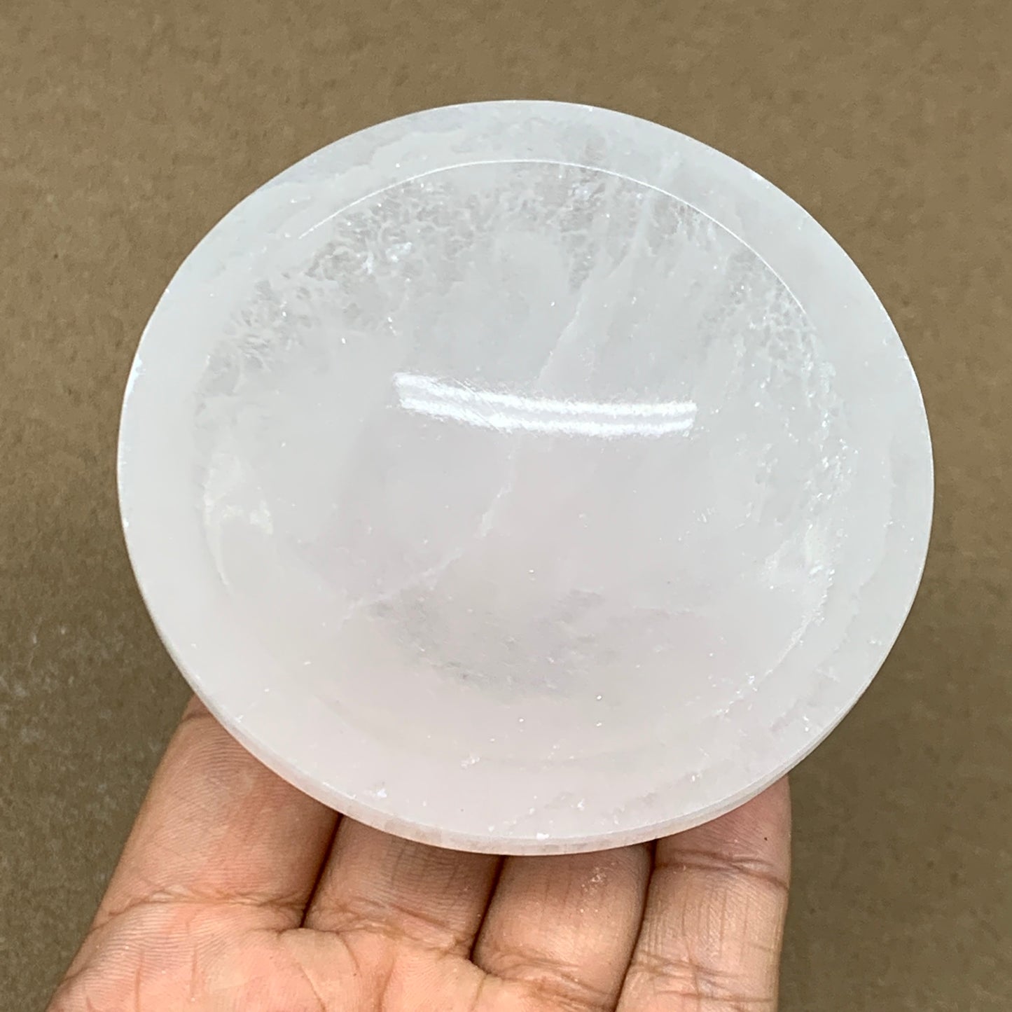 4pcs, 832g, 3"-3.2" Natural Round Selenite Bowls Crystals from Morocco, B9219