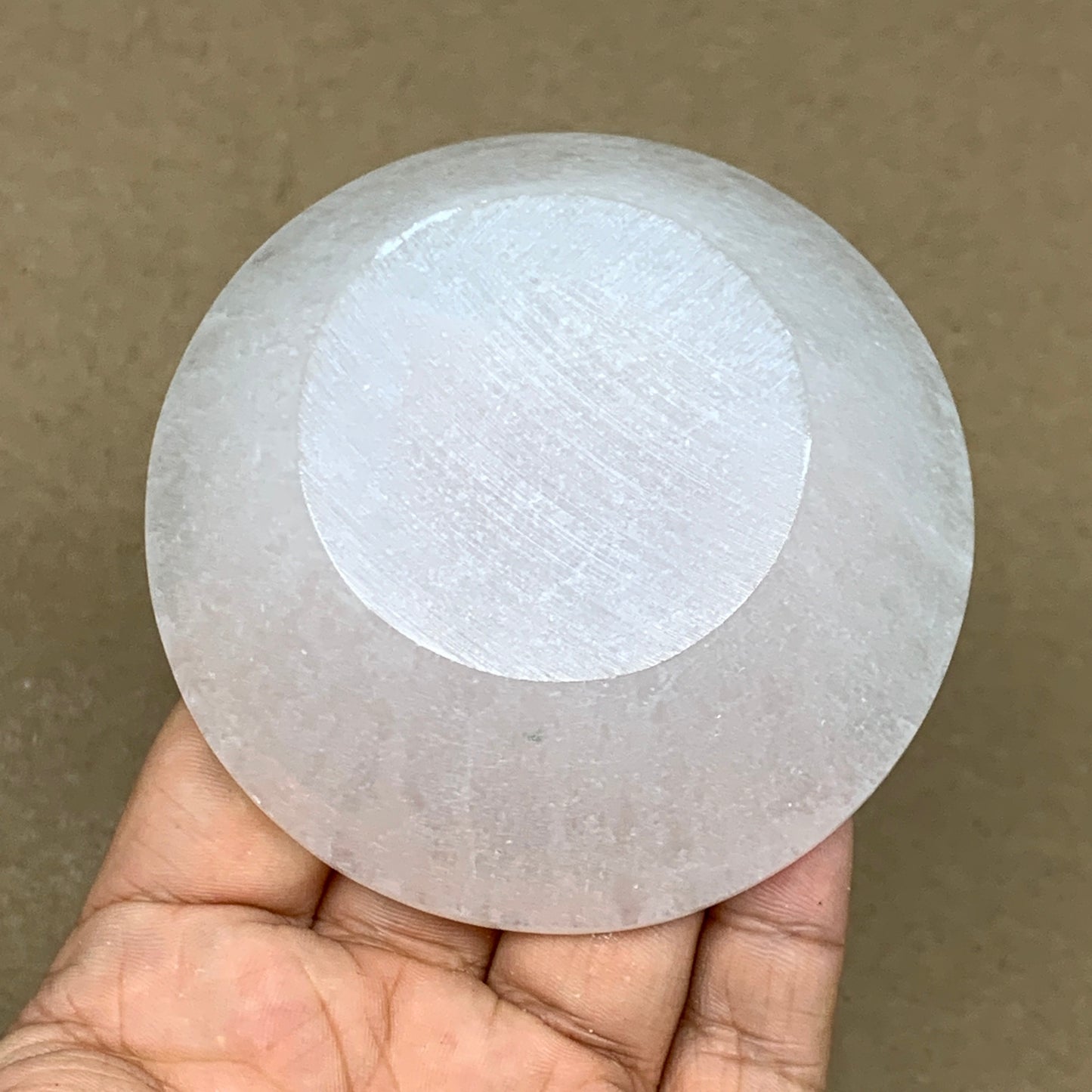 4pcs, 832g, 3"-3.2" Natural Round Selenite Bowls Crystals from Morocco, B9219