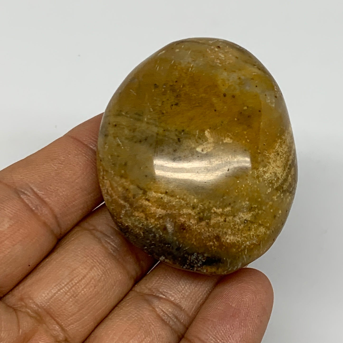 75g, 2.1"x1.7"x1", Yellow Ocean Jasper Palm-Stone Decor @Madagascar, B18173